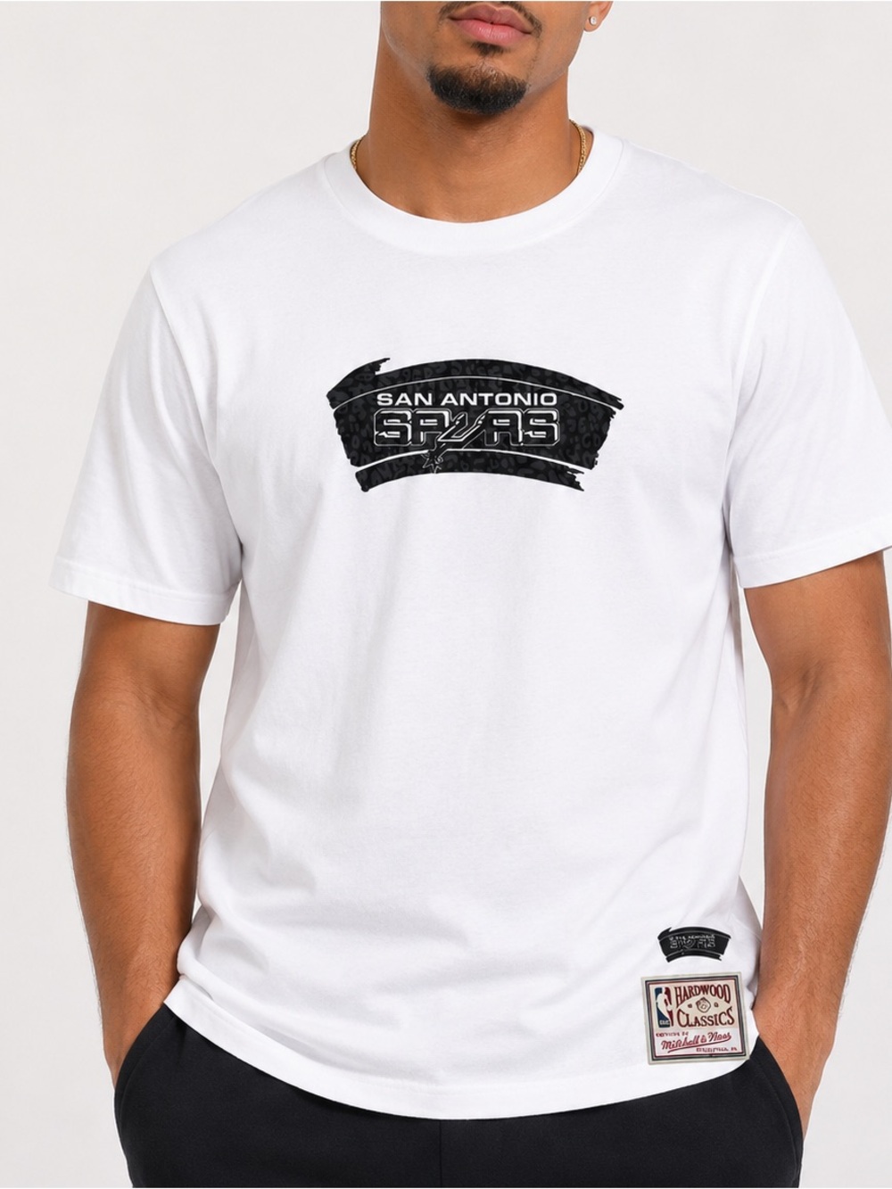 Mitchell & Ness San Antonio Spurs Hardwood Classics Wild Life Tee white size XL